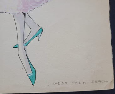 Dessin / Aquarelle originale de Bob Bugnand - Styliste des années 50/60