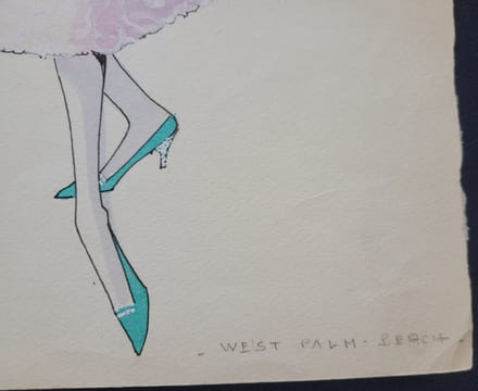 Dessin / Aquarelle originale de Bob Bugnand - Styliste des années 50/60. undefined