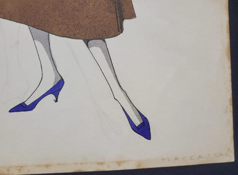 Dessin / Aquarelle originale de Bob Bugnand - Styliste des années 50/60. undefined