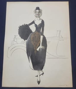 Dessin / Aquarelle originale de Bob Bugnand - Styliste des années 50/60