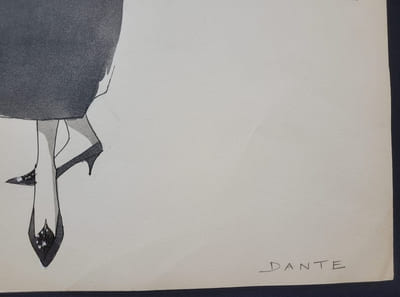 Dessin / Aquarelle originale de Bob Bugnand - Styliste des années 50/60