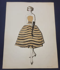 Dessin / Aquarelle originale de Bob Bugnand - Styliste des années 50/60