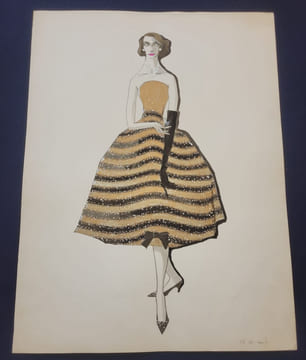 Dessin / Aquarelle originale de Bob Bugnand - Styliste des années 50/60. undefined