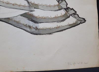 Dessin / Aquarelle originale de Bob Bugnand - Styliste des années 50/60