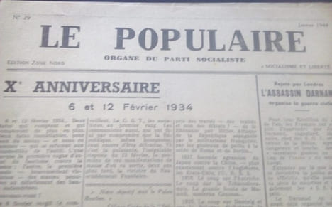 Le Populaire - Organe du Parti Socialiste - Édition Zone Nord - Numéros de Février , Novembre et Décembre 1943 et Janvier 1944. undefined