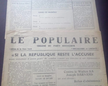  Le Populaire - Organe du Parti Socialiste -  Édition Zone Nord - Numéros de Février , Novembre et Décembre 1943 et Janvier 1944