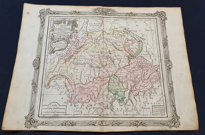 Atlas Brion de La Tour / Desnos - Carte de La Suisse divisée en ses cantons , ses alliés et sujets et distinguée en pays catholiques , protestans et mixtes    1772