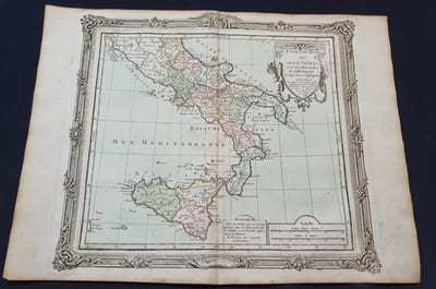 Atlas Brion de La Tour / Desnos - Carte des Etats du Roi des deux Siciles avec les métropoles ecclésiastiques et tous leurs suffragans 