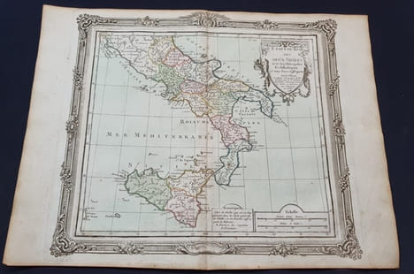 Atlas Brion de La Tour / Desnos - Carte des Etats du Roi des deux Siciles avec les métropoles ecclésiastiques et tous leurs suffragans . Brion de la ...
