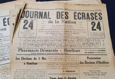 Ensemble de documents concernant Le journal des écrasés de la nation du pharmacien Paul Desmarais de Honfleur 
