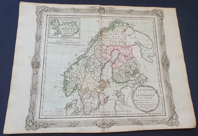Atlas Brion de La Tour / Desnos - Carte de la Suède et la Norvège avec l'Islande  -1772