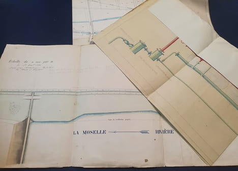 Ensemble de 25 plans anciens ( 1880/1950) de la Blanchisserie Teintuerie de Thaon les Vosges . undefined
