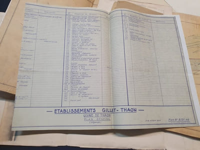 Ensemble de 25 plans anciens ( 1880/1950) de la Blanchisserie Teintuerie de Thaon les Vosges 
