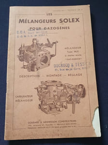 Les mélangeurs Solex pour gazogènes - Mélangeur Type MLX à starter mixte " Gaz - Essence " 