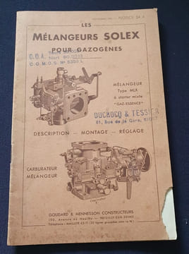 Les mélangeurs Solex pour gazogènes - Mélangeur Type MLX à starter mixte " Gaz - Essence " . undefined