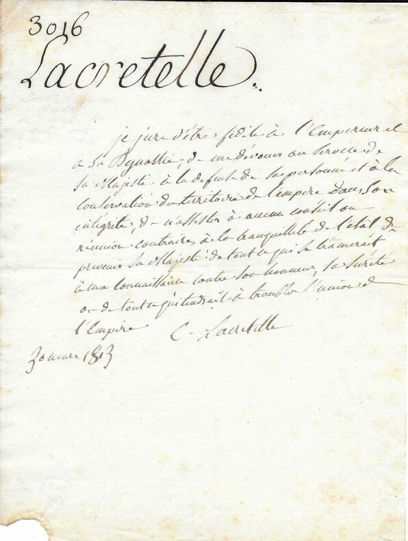Charles de LACRETELLE – Lettre autographe signée . Charles de LACRETELLE