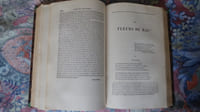 Les fleurs du mal. Paris, Revue des Deux-Mondes, 1855.                                                                                      Deux volumes in-8, pagination continue, 1336 pp.[dont faux-titre, titre et table des matières] demi-veau brun, dos lisse orné de faux- nerfs dorés encadrés à froid, filets, palettes, titre et tomaison dorés (reliure de l’époque ; infimes accrocs au dos ; à l’intérieur, petits manques en marge supérieure (pp.719-722) ; rousseurs, rares et discrètes, en début et fin des volumes ; assez bel exemplaire).                                                                                                         Détails  sur  la reliure : sont frappés sur  les  dos: le titre « Revue des Deux-Mondes », l’année « 1855 »,  le trimestre « 2 ».   « 1. [2.] Partie » [du (1er avril) au 30 juin 1855]. ( tome X de la Nouvelle série). La coupure, arbitraire,  est faite au 15 mai.  
                  