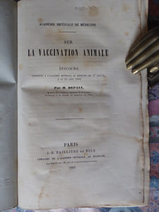 Paris, J.-B. Baillière et fils, 1869.                                                                                   Plaquette in-8, sans faux-titre, 96  pp. [dont le titre]- 4 - 4 pp. [catalogues de l’éditeur… avril 1869, …octobre 1868], brochée, couverture imprimée gris pâle            (rousseurs ;  auréoles d’humidité (premier tiers et fin de volume ; bizarrerie : pas de traces d’humidité sur les plats de couverture… ; catalogues très piqués). 
