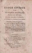 Eloge civique de Benjamin Franklin, prononcé, le 21 Juillet 1790, dans la Rotonde, au nom de la Commune de Paris… en présence de MM. les Députés de l'Assemblée Nationale…  par FAUCHET L'Abbé