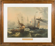 "Le Français. Passager du Havre à Honfleur". Gravure en couleurs  by LE HAVRE - HONFLEUR - GRAVURE 