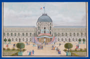 [Fête révolutionnaire Vendémiaire An III. Palais des Tuileries avec les aménagements réalisés pour la circonstance]. Technique mixte (aquarelle, rehauts de gouache, plume, encre de Chine) sur papier  by BOURGEOIS  Constant