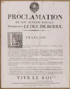 Proclamation de Son Altesse Royale Monseigneur le Duc de Berry   by BERRY Charles-Ferdinand d'Artois, duc de