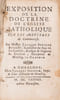 Exposition de la doctrine de l'Eglise catholique sur les mati&egrave;res de controverse  . IMPRESSION DE CH&Acirc;LONS]. BOSSUET Jacques-B&eacute;nigne