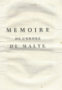 Mémoire de l'Ordre de Malte   par GUIRAN DE LA BRILLANNE Henri-François de