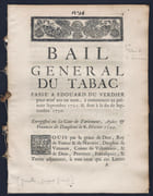Bail général du tabac passé à Édouard Du Verdier pour neuf ans un mois, à commencer au premier septembre 1721 & finir à la fin de septembre 1730  par TABAC 
