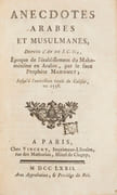 Anecdotes arabes et musulmanes, depuis l'an de J. C. 614, époque de l'établissement du mahométisme en Arabie, par le faux prophète Mahomet, jusqu'à l'extinction totale du califat, en 1538  by HORNOT Antoine - Image 1