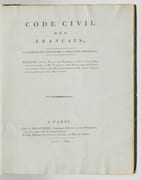 Code civil des Français, entièrement conforme à l’édition originale ; précédé de la table des titres ; suivi des lois transitoires ; du tableau des distances de Paris aux chefs-lieux des départemens ; et d’une table alphabétique des matières  by CODE  - Image 2