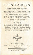 Tentamen physiologicum de natura, diversitate et selectu cibi vegetabilis, et ejus praestantia in cibum animalem. Editum a Claudio Antonio Pingon, Dolano, evecto in Facultate Medicä Bisuntinä ad Baccalaureatüs gradum & Studioso in Universitate Monspeliensi  by PINGON Claude Antoine - Image 2