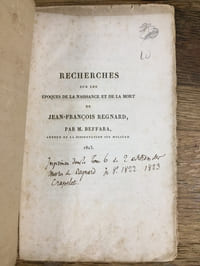 Recherches sur les époques de la naissance et de la mort de Jean-François Regnard