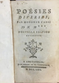 Poésies diverses, par monsieur l'abbé de B***" - 1762
