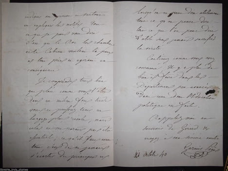 Lettre autographe signée. Garnier-Pagès Etienne (1801-1841), homme politique (député à partie de 1835)