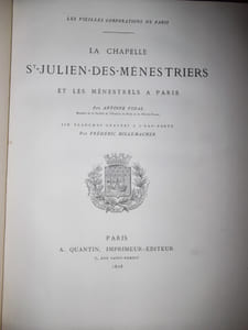 La chapelle Saint Julien des Ménestriers et les Ménestrels à Paris