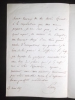 Lettre autographe signée. Patin Henri (1793-1876), écrivain, helléniste, latiniste.