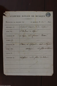 Programme de l'académie envoyé à C.G. Etienne avec passage d'une de ses oeuvres