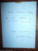 Lettre autographe signée. Bac Ferdinand (1859-1952), écrivain, dessinateur.