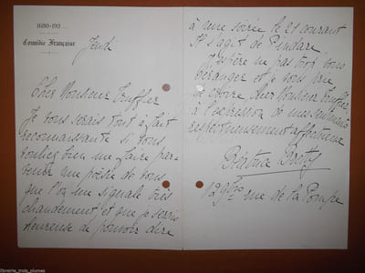 Lettre autographe signée