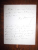 Lettre autographe signée + Carte autographe signée. Manuel Eugène (1823-1901), poète et professeur.