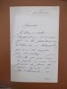Lettre autographe sign&eacute;e. Larcher Eug&egrave;ne (1856-19..), litt&eacute;rateur.