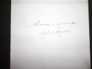 Lettre autographe signée. Lespérut, François de (1813-1873), député de Haute-Marne