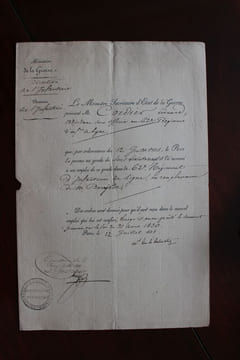 Lettres avec signature autographe - dossier militaire de Léonard Cordier. Jean-de-Dieu Soult, duc de Dalmatie (ministre de la guerre) ; Joseph-César ...