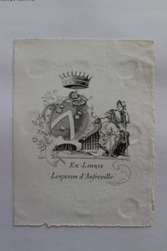  Ex-libris.. Alexandre Victor Lesperon d'Anfreville (1842-1909), banquier, membre des Cent bibliophiles (propriétaire), Ex-libris