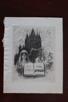 Ex-libris.. Henri Daragon (1870-193.) libraire éditeur (propriétaire) ; Albert Robida (artiste), Ex-libris.