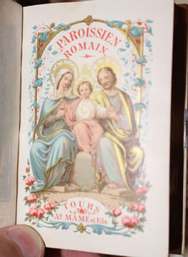 [Missel en celluloïd, argent & nacre + porte-louis], Paroissien romain contentant les offices de tous les dimanches, etc.. [Missel en celluloïd, ...