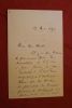 Lettre autographe signée à Aurélien Scholl. Clément Bertie-Marriott (1848-ap.1904), journaliste, écrivain