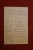 Lettre autographe signée à Aurélien Scholl. Clément Bertie-Marriott (1848-ap.1904), journaliste, écrivain