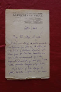 Lettre autographe signée à Aurélien Scholl